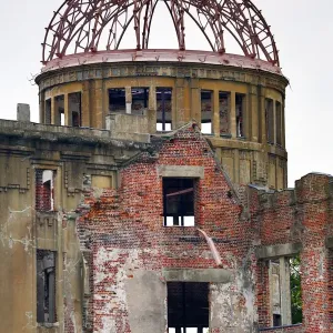 The Genbaku Domu, Atomic Bomb Dome, in the Hiroshima Peace Memorial Park, Hiroshima, Japan