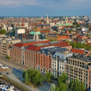 General city skyline view of Antwerp, Belgium