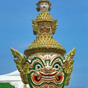 Giant Temple Guardian statue, Wat Phra Kaew, Temple of the Emerald Buddha Complex, Bangkok, Thailand