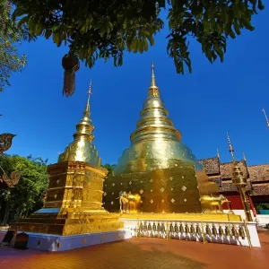 Gold chedi at Wat Phra Singh Temple in Chiang Mai, Thailand