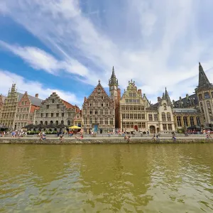 Graslei quay and the Leie River, Ghent, Belgium