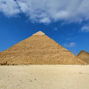 The Great Pyramid of Khufu (or Cheops) on the Giza Plateau, Cairo, Egypt