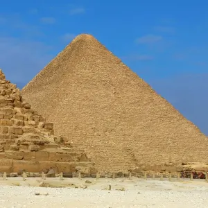 The Great Pyramid of Khufu (or Cheops) and the Pyramid of Khafre (or Chephren) on the Giza Plateau