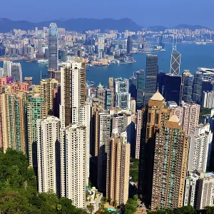 Hong Kong City Skyline and Victoria Harbour from Victoria Peak, Hong Kong, China Hong Kong City Skyline and Victoria Harbour from Victoria Peak, Hong Kong, China