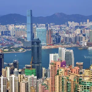 Hong Kong City Skyline and Victoria Harbour from Victoria Peak, Hong Kong, China Hong Kong City Skyline and Victoria Harbour from Victoria Peak, Hong Kong, China