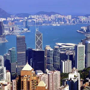 Hong Kong City Skyline and Victoria Harbour from Victoria Peak, Hong Kong, China Hong Kong City Skyline and Victoria Harbour from Victoria Peak, Hong Kong, China