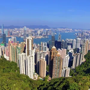 Hong Kong City Skyline and Victoria Harbour from Victoria Peak, Hong Kong, China Hong Kong City Skyline and Victoria Harbour from Victoria Peak, Hong Kong, China
