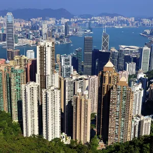 Hong Kong City Skyline and Victoria Harbour from Victoria Peak, Hong Kong, China Hong Kong City Skyline and Victoria Harbour from Victoria Peak, Hong Kong, China
