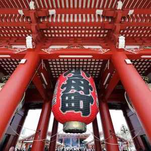 Hozomon, the inner gate of the Senso-Ji Temple in Asakusa and its giant red lantern
