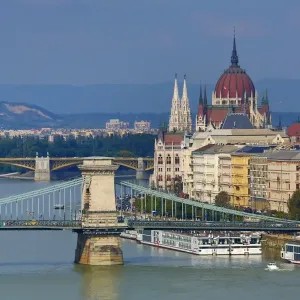 The Hungarian Parliament Building, the Orszaghaz, the Szechenyi Chain Bridge