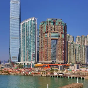 The ICC and buildings above Kowloon Station including The Arch, The Waterfront, Sorrento and Elements shopping centre in Hong Kong, China The ICC and buildings above Kowloon Station including The Arch, The Waterfront, Sorrento and Elements shopping centre in Hong Kong, China