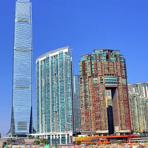The ICC and buildings above Kowloon Station including The Arch, The Waterfront, Sorrento and Elements shopping centre in Hong Kong, China The ICC and buildings above Kowloon Station including The Arch, The Waterfront, Sorrento and Elements shopping centre in Hong Kong, China