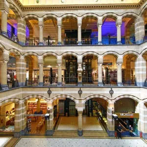 Interior of the Magna Plaza shopping centre and mall in Amsterdam, Holland