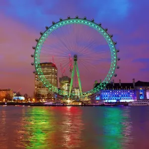 Prints of : London Eye Goes Green for St Patrick's Day