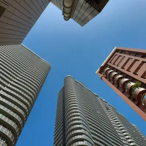 Modern architecture of skyscrapers and sky, Kaohsiung City, Taiwan