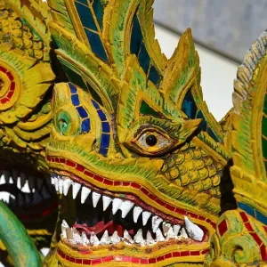 Naga statue at the ordination hall at Wat Buppharam Temple in Chiang Mai, Thailand