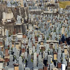 Nishi Otani cemetery near Kiyomizu-dera Temple in Kyoto, Japan