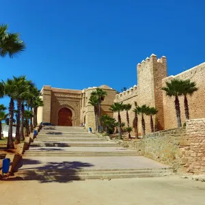 Outer walls of the Kasbah of the Udayas in Rabat, Morocco
