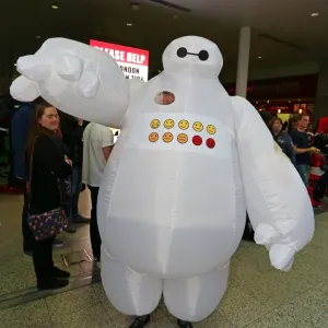 Participant dressed as Baymax from Big Hero 6 at MCM London Comic Con at Excel London