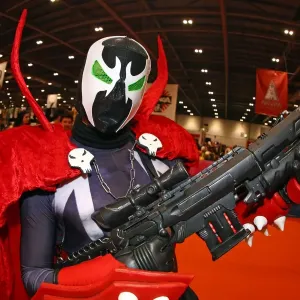 A participant dressed as Spawn at MCM London Comic Con at Excel London