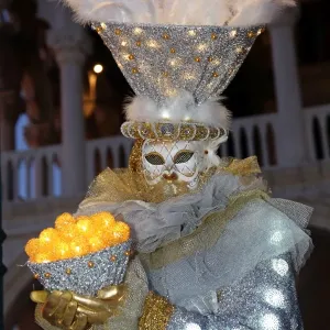 People wearing masks and costumes at the Venice Carnival