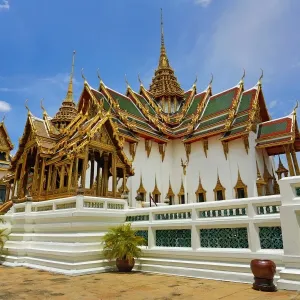 Phra Thinang Dusit Maha Prasat building and spire in the Grand Palace Complex, Wat Phra Kaew, Bangkok, Thailand