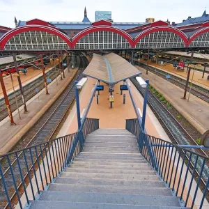Platforms of Copenhagen Central railway station in Copenhagen, Denmark