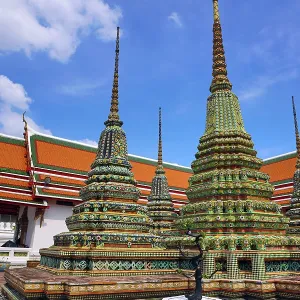 Porcelain covered chedis at Wat Pho Temple, Bangkok, Thailand