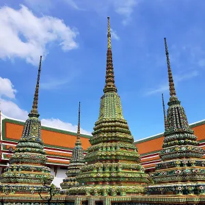 Porcelain covered chedis at Wat Pho Temple, Bangkok, Thailand