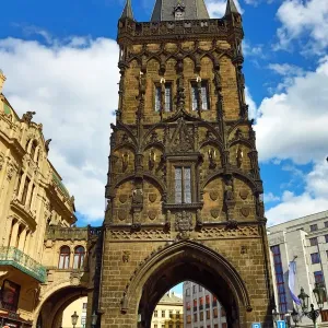 The Powder Tower Gothic Gate in Prague, Czech Republic