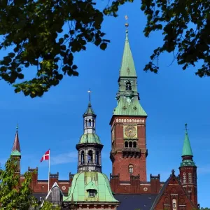 The Radhus or Town Hall in Radhuspadsen the Town Hall Square in Copenhagen, Denmark