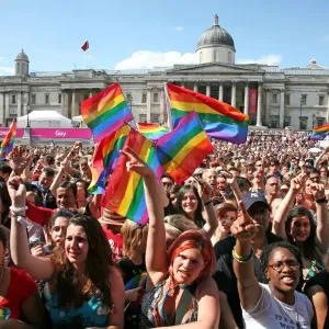 Rainbow flags at London Pride Parade 2009