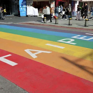 Rainbow Six pedestrian crossing in Ximending, Wanhua District, Taipei, Taiwan ROC