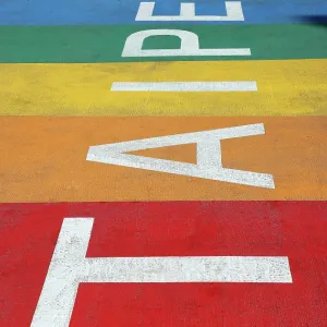 Rainbow Six pedestrian crossing in Ximending, Wanhua District, Taipei, Taiwan ROC