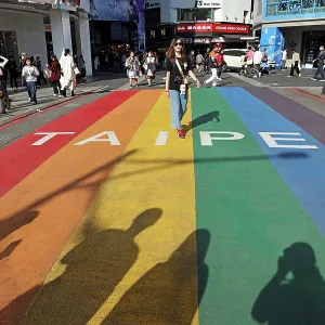 Rainbow Six pedestrian crossing in Ximending, Wanhua District, Taipei, Taiwan ROC