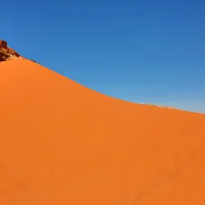 Red sand dune in the desert at Wadi Rum, Jordan