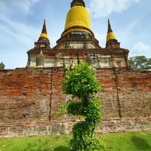 Ruins of the chedi at Wat Yai Chaimongkol Temple, Ayutthaya, Thailand