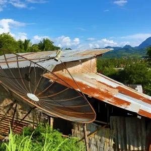 Rusty satellite dish, Luang Prabang, Laos