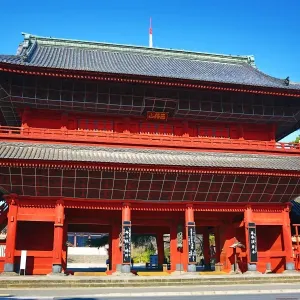 Sangedatsumon wooden gate from the Edo period to Zojoji Temple in Tokyo, Japan