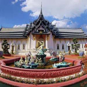 Sanpet Prasat Palace from Ayutthaya, at Muang Boran, The Ancient City, historical museum of reproductions of famous Thai buildings, Bangkok, Thailand