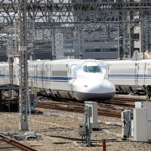 Shinkansen high speed train at Shin-Osaka station, Osaka, Japan