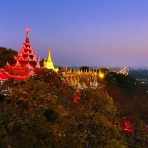 Southern stairway up Mandalay Hill at sunset, Mandalay, Myanmar (Burma)