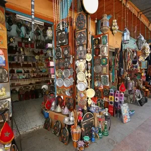 Souvenir shops in the streets of the Medina of Rabat, Morocco