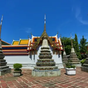 Spires of Chedis at Wat Pho temple, Bangkok, Thailand