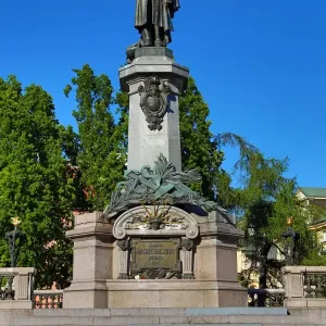 Statue and monument of Adam Mickiewicz in Warsaw, Poland