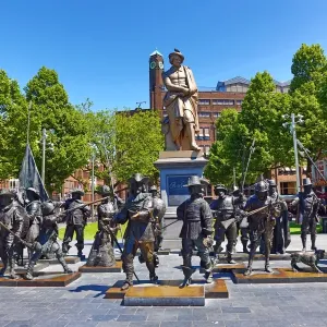 Statue of Rembrandt in Rembrandtplein Square in Amsterdam, Holland