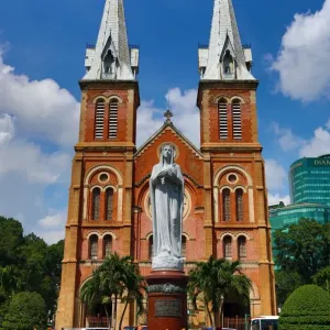 Statue of the Virgin Mary at the Notre-Dame Cathedral Basilica of Saigon, Ho Chi Minh City (Saigon) Statue of the Virgin Mary at the Notre-Dame Cathedral Basilica of Saigon, Ho Chi Minh City (Saigon)