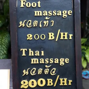 Thai massage and foot massage sign in Chiang Mai, Thailand