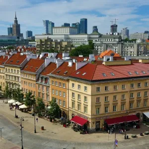 Town houses in Castle Square in Warsaw, Poland