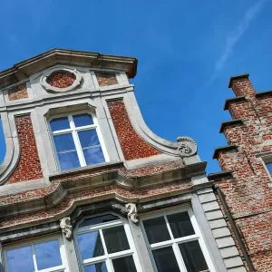 Traditional architecture on the roofs of houses, Ghent, Belgium